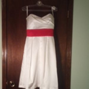 White satin, midi, formal dress